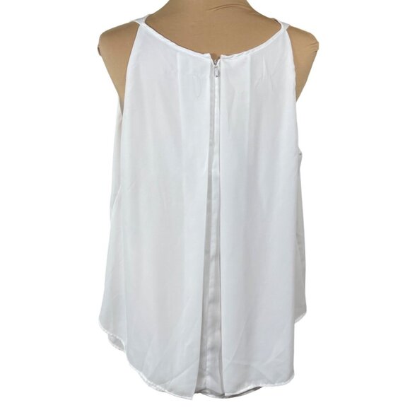 Zac & Rachel Split Back Blouse Top White Tank Layered Size XL READ - Picture 3 of 7